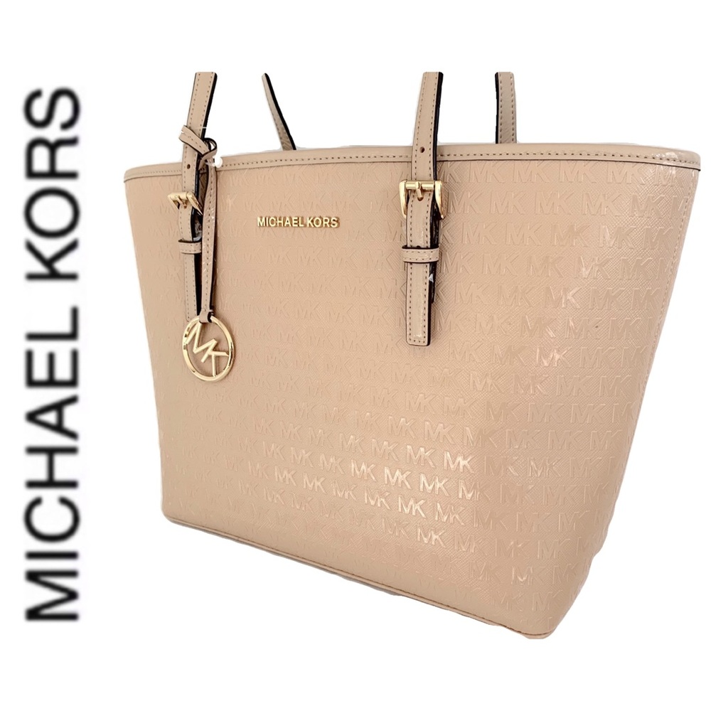 NWT lovely MK patent leather monogram tote oyster - Picture 3 of 6